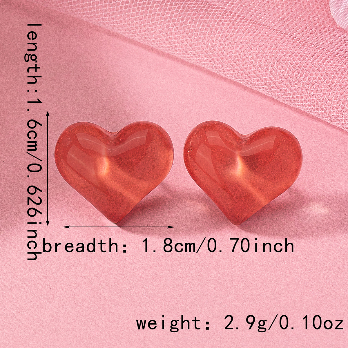 1 Pair Cute Sweet Heart Shape Arylic Ear Studs display picture 6