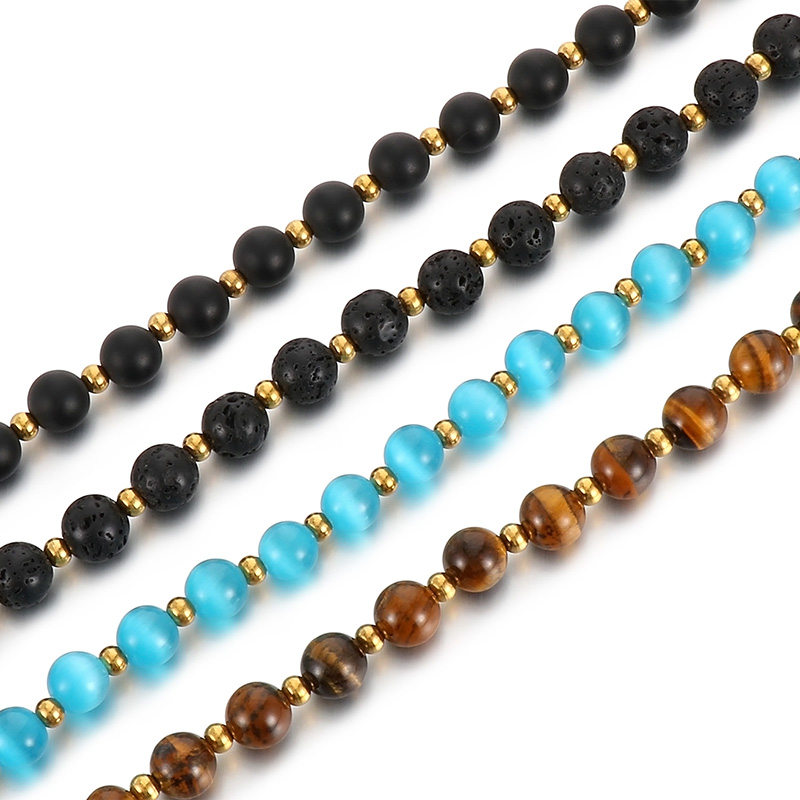 Casual Simple Style Round Natural Stone Turquoise Beaded Unisex Bracelets Necklace display picture 8