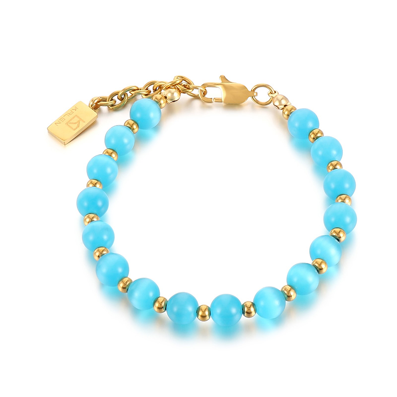 Casual Simple Style Round Natural Stone Turquoise Beaded Unisex Bracelets Necklace display picture 7