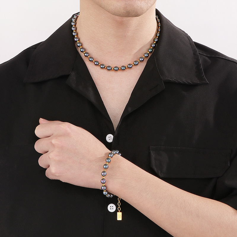 Décontractée Style Simple Rond Perlé Unisexe Bracelets Collier display picture 3