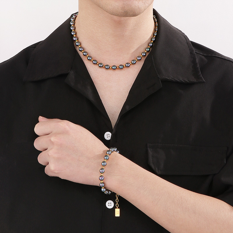 Lässig Einfacher Stil Runden Perlen Unisex Armbänder Halskette display picture 3
