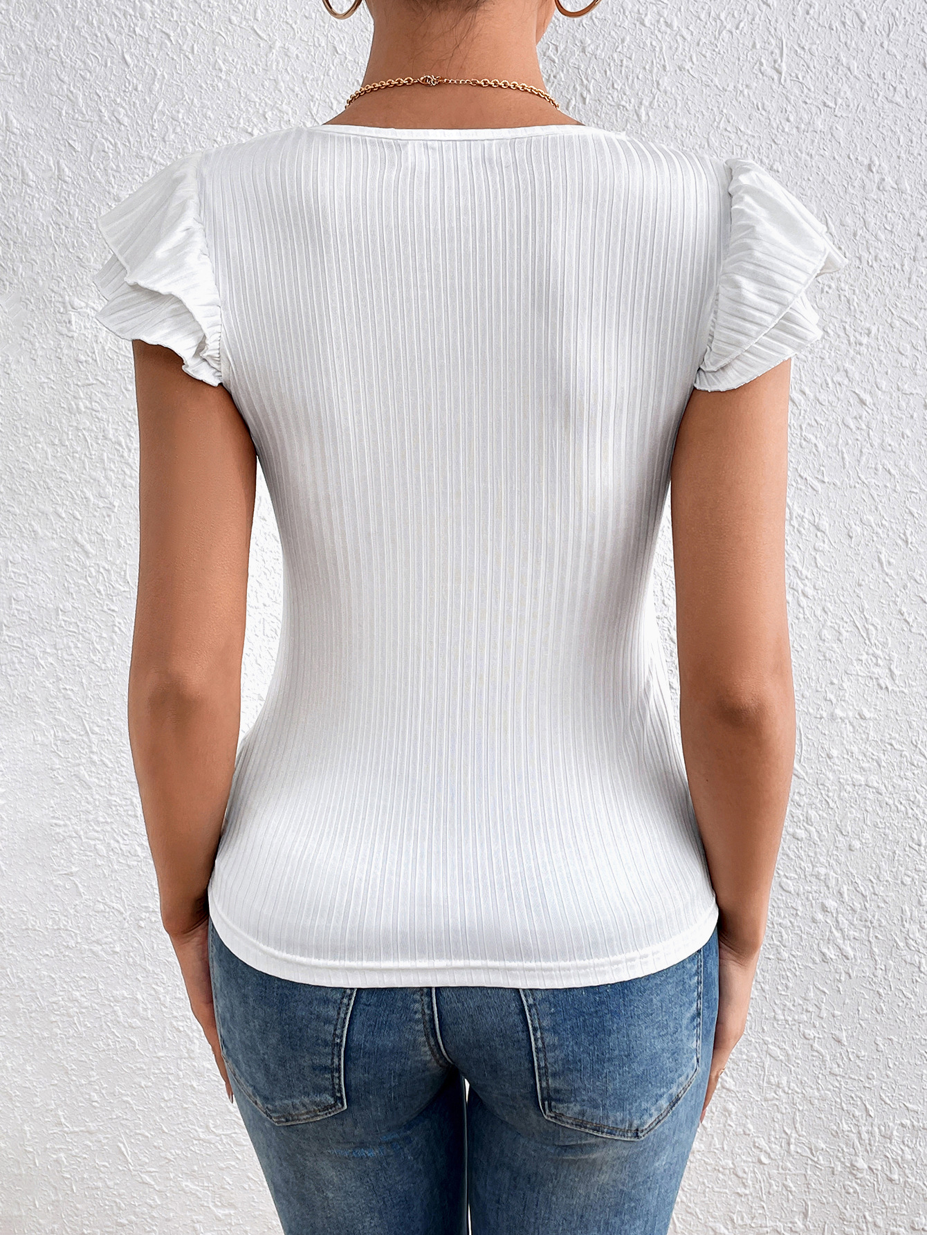 Frau T-Shirt Kurzarm T-Shirts Spitze Einfacher Stil Einfarbig display picture 7