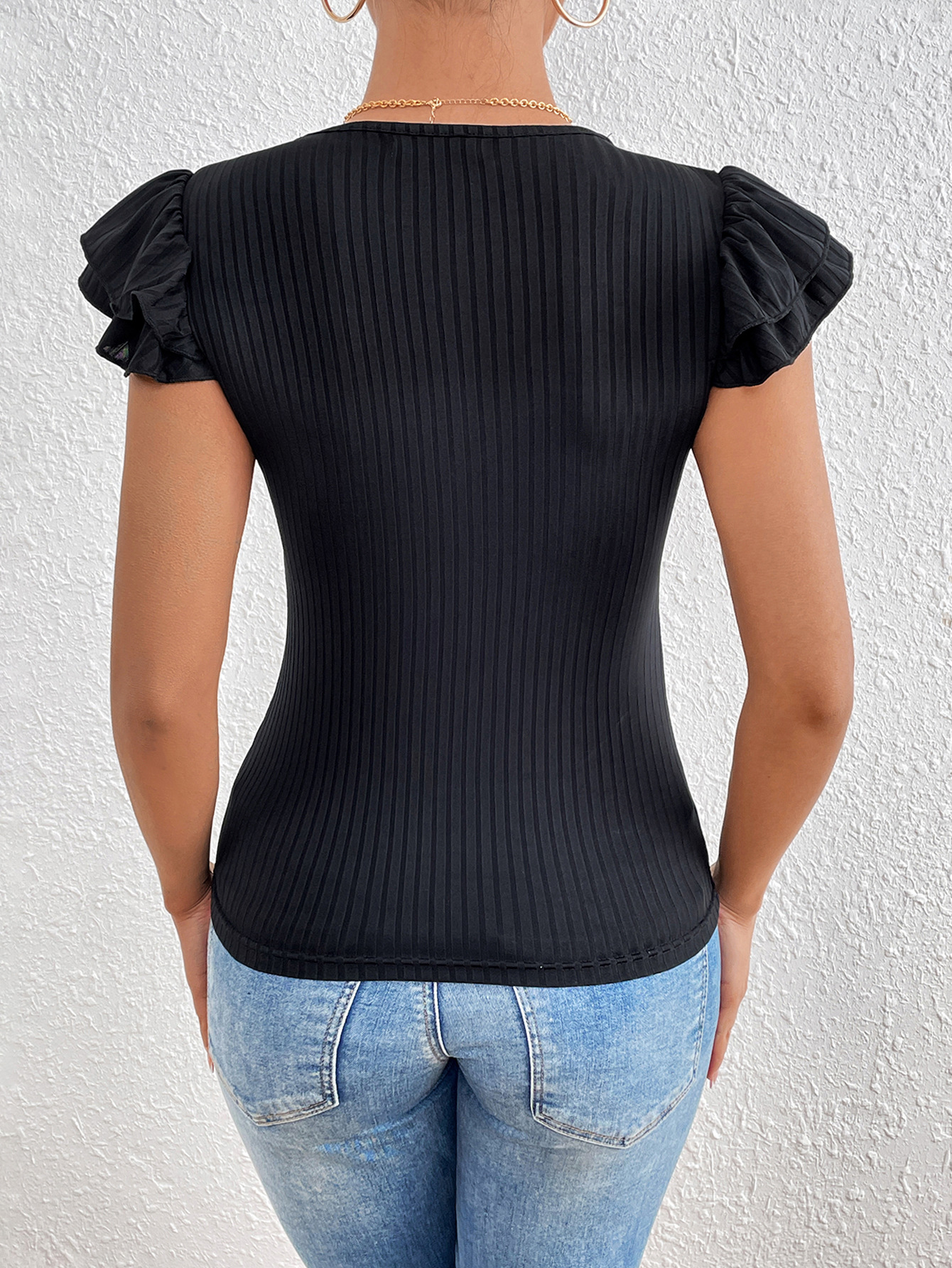 Frau T-Shirt Kurzarm T-Shirts Spitze Einfacher Stil Einfarbig display picture 13