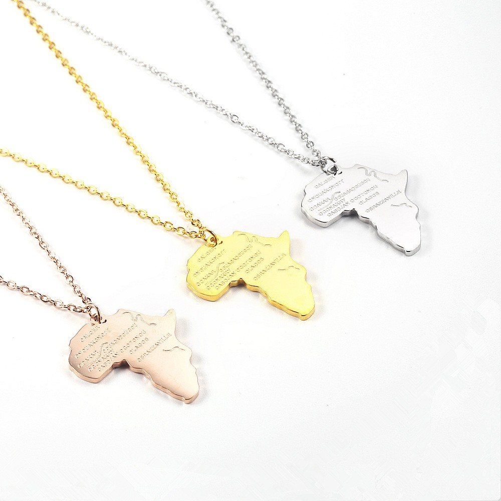 304 Stainless Steel 18K Gold Plated Casual Simple Style Map Pendant Necklace display picture 3