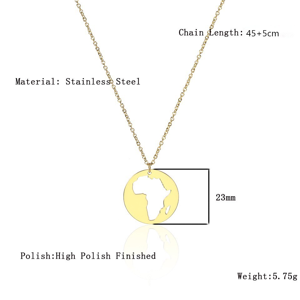 304 Stainless Steel 18K Gold Plated Casual Simple Style Map Pendant Necklace display picture 16