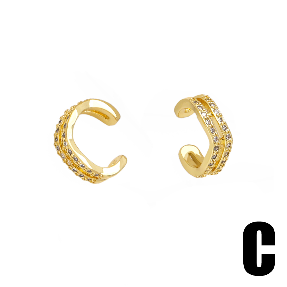 1 Pair Simple Style Geometric Copper Zircon 18K Gold Plated Ear Cuffs display picture 6