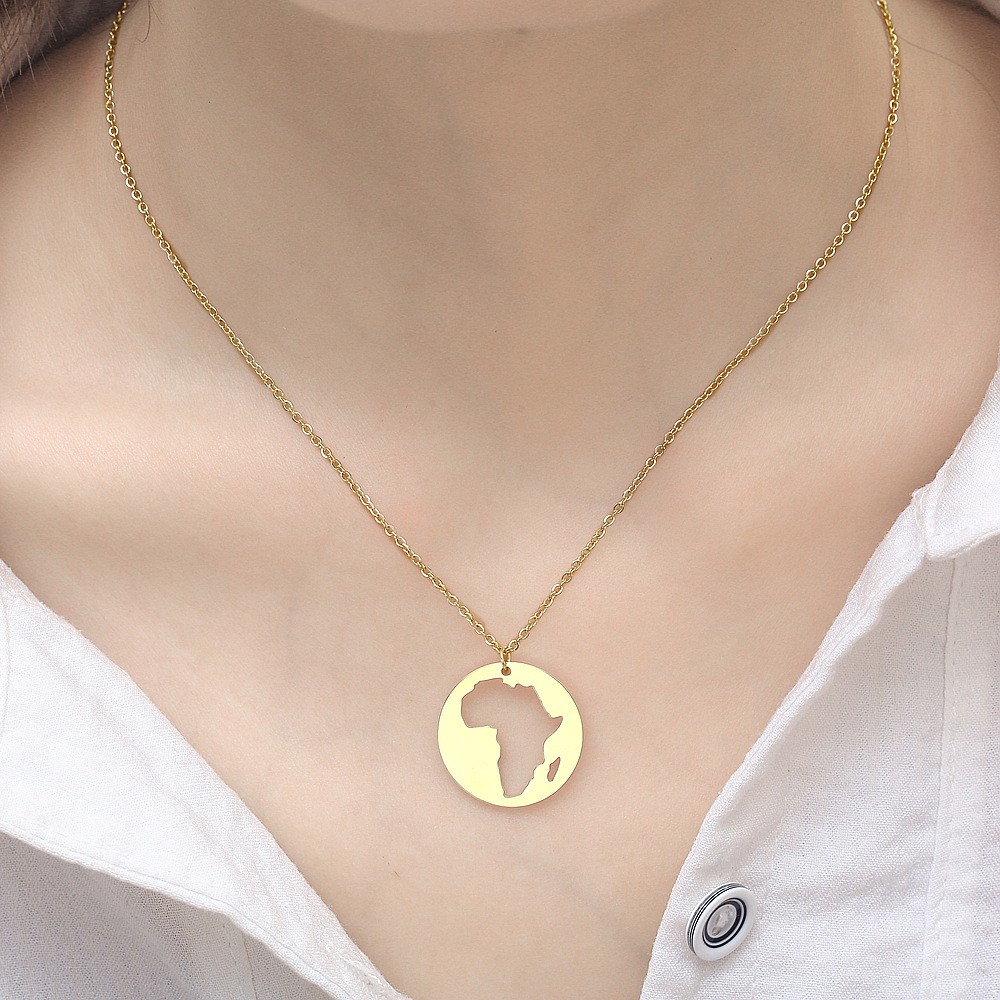 304 Stainless Steel 18K Gold Plated Casual Simple Style Map Pendant Necklace display picture 9