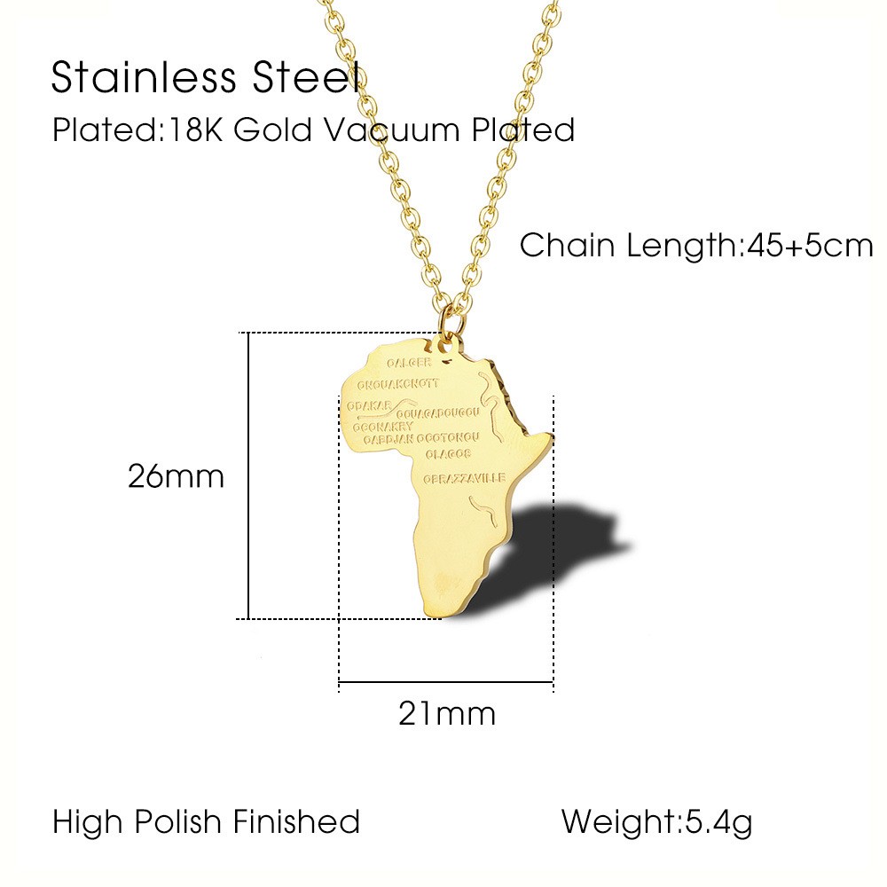 304 Stainless Steel 18K Gold Plated Casual Simple Style Map Pendant Necklace display picture 14