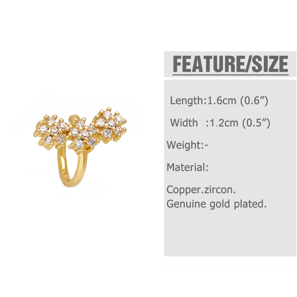 1 Pair Elegant Simple Style Star Flower Butterfly Copper Zircon 18K Gold Plated Ear Cuffs display picture 1
