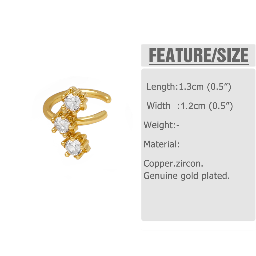 1 Pair Elegant Simple Style Leaf Star Copper Zircon 18K Gold Plated Ear Cuffs display picture 1