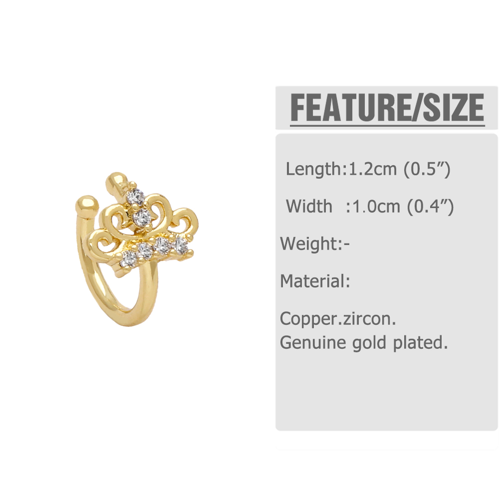 1 Pair Elegant Simple Style Star Crown Copper Zircon 18K Gold Plated Ear Cuffs display picture 1