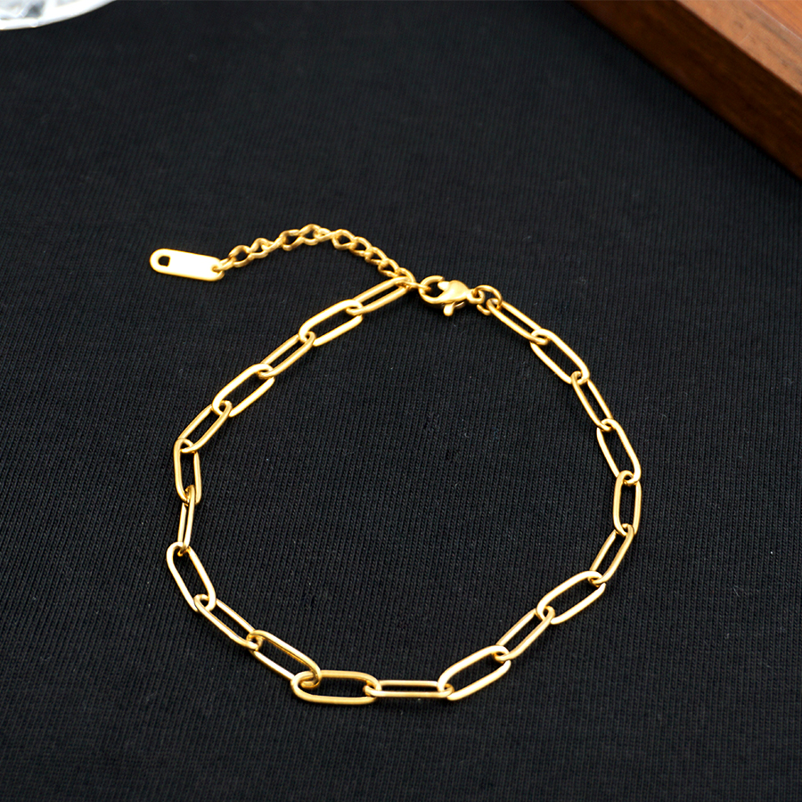 Vacation Simple Style Geometric 304 Stainless Steel Titanium Steel Plating Gold Plated Women's Anklet display picture 4