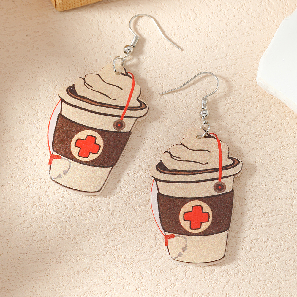 1 Pair Casual Cartoon Style Cup Arylic Silver Plated Drop Earrings display picture 7
