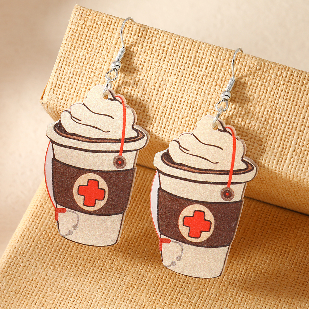 1 Pair Casual Cartoon Style Cup Arylic Silver Plated Drop Earrings display picture 9
