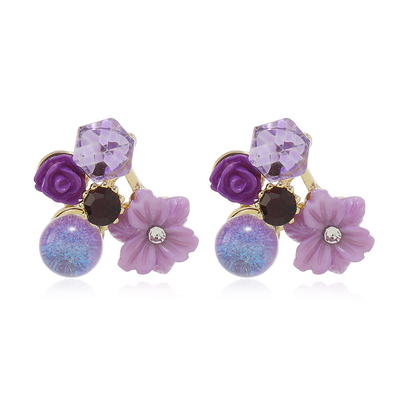 1 Pair Casual Vacation Flower Plating Alloy Rhinestones Ear Studs display picture 1