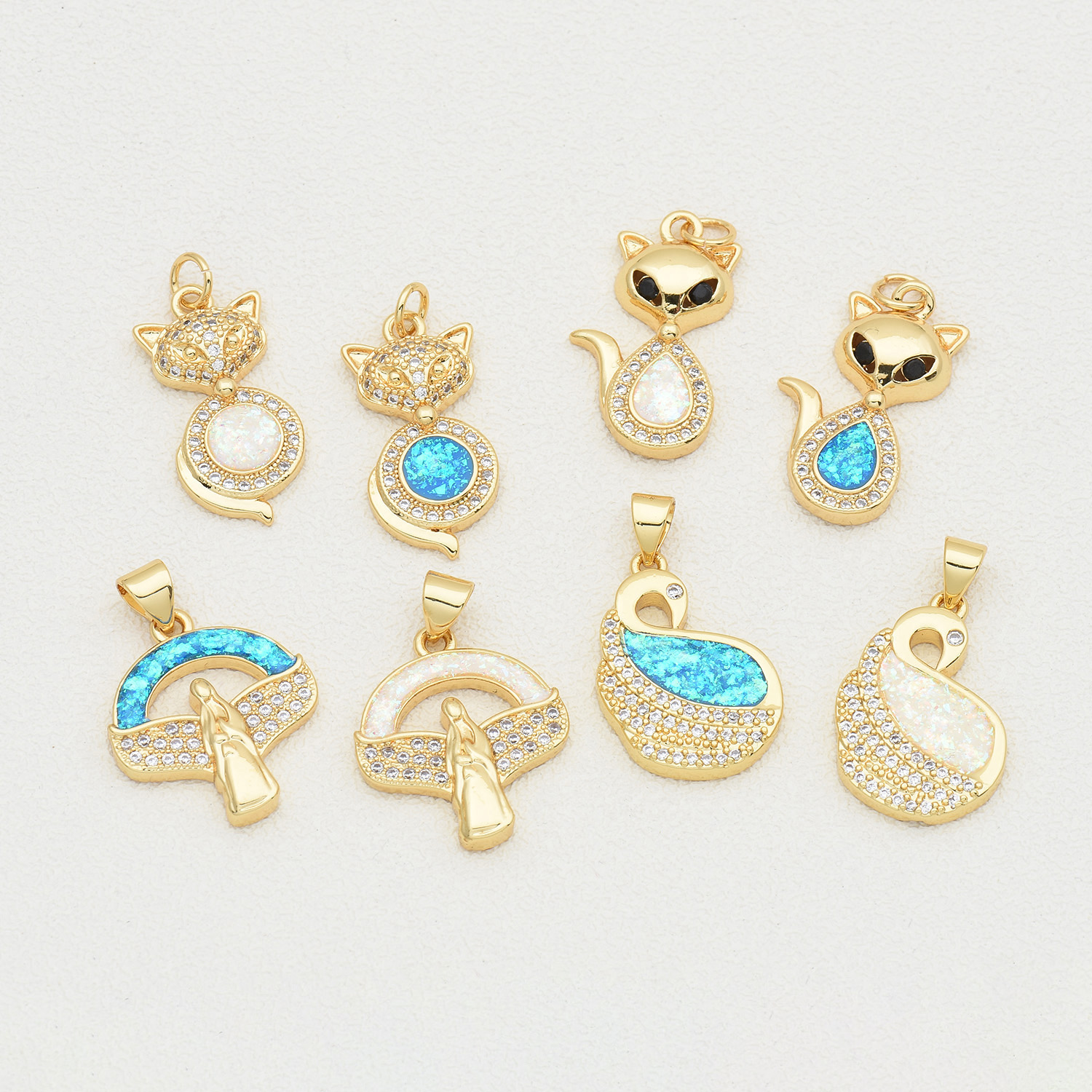 1 Piece 13 * 23mm 15 * 22mm 18 * 21mm Copper Zircon 18K Gold Plated Animal Polished Pendant display picture 2