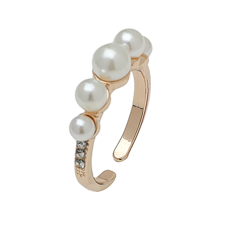 Wholesale Jewelry Elegant Geometric Alloy Pearl Gold Plated Inlay Open Rings display picture 1