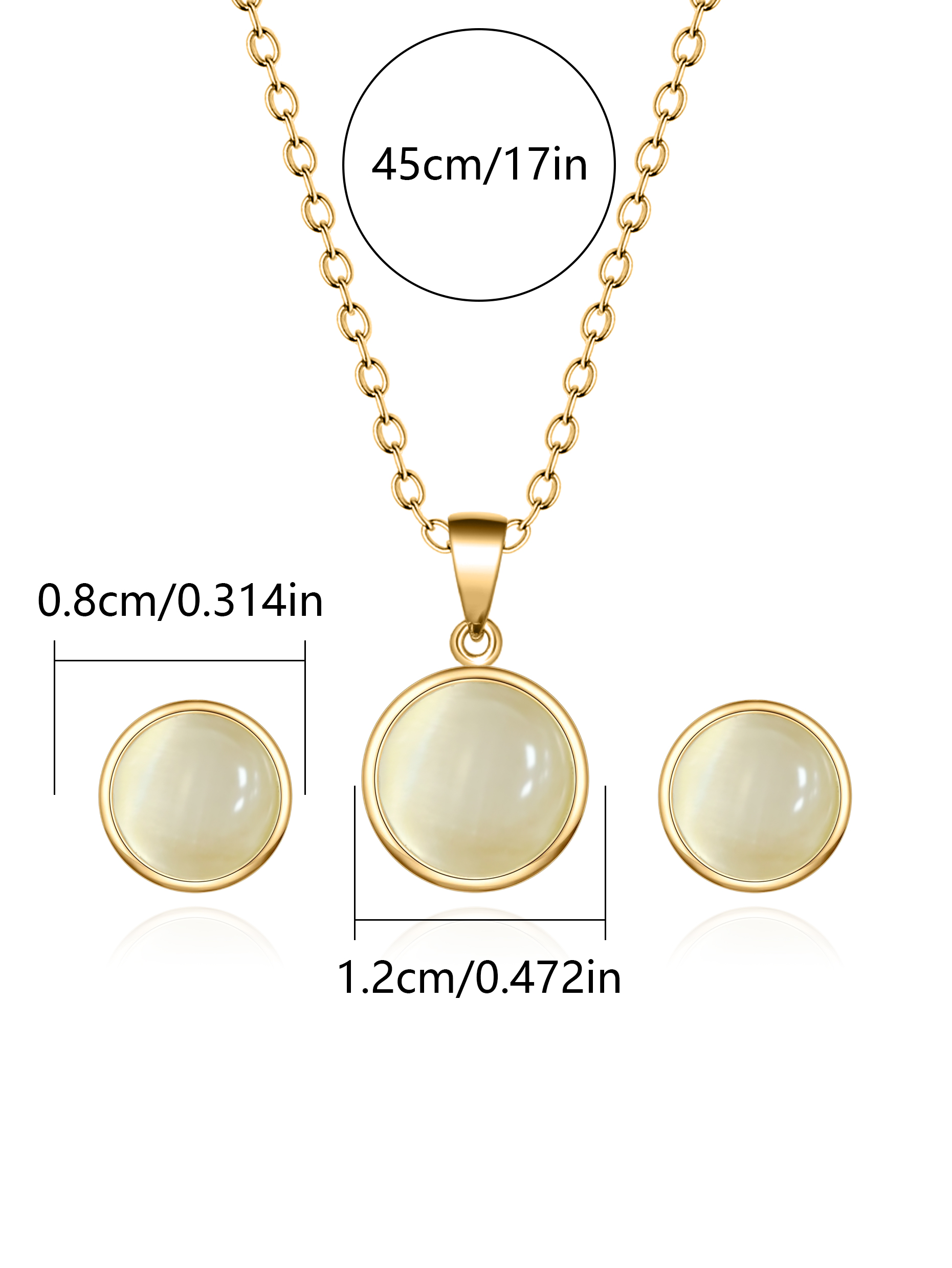 Stainless Steel 18K Gold Plated Elegant Round Inlay Artificial Gemstones Jewelry Set display picture 2