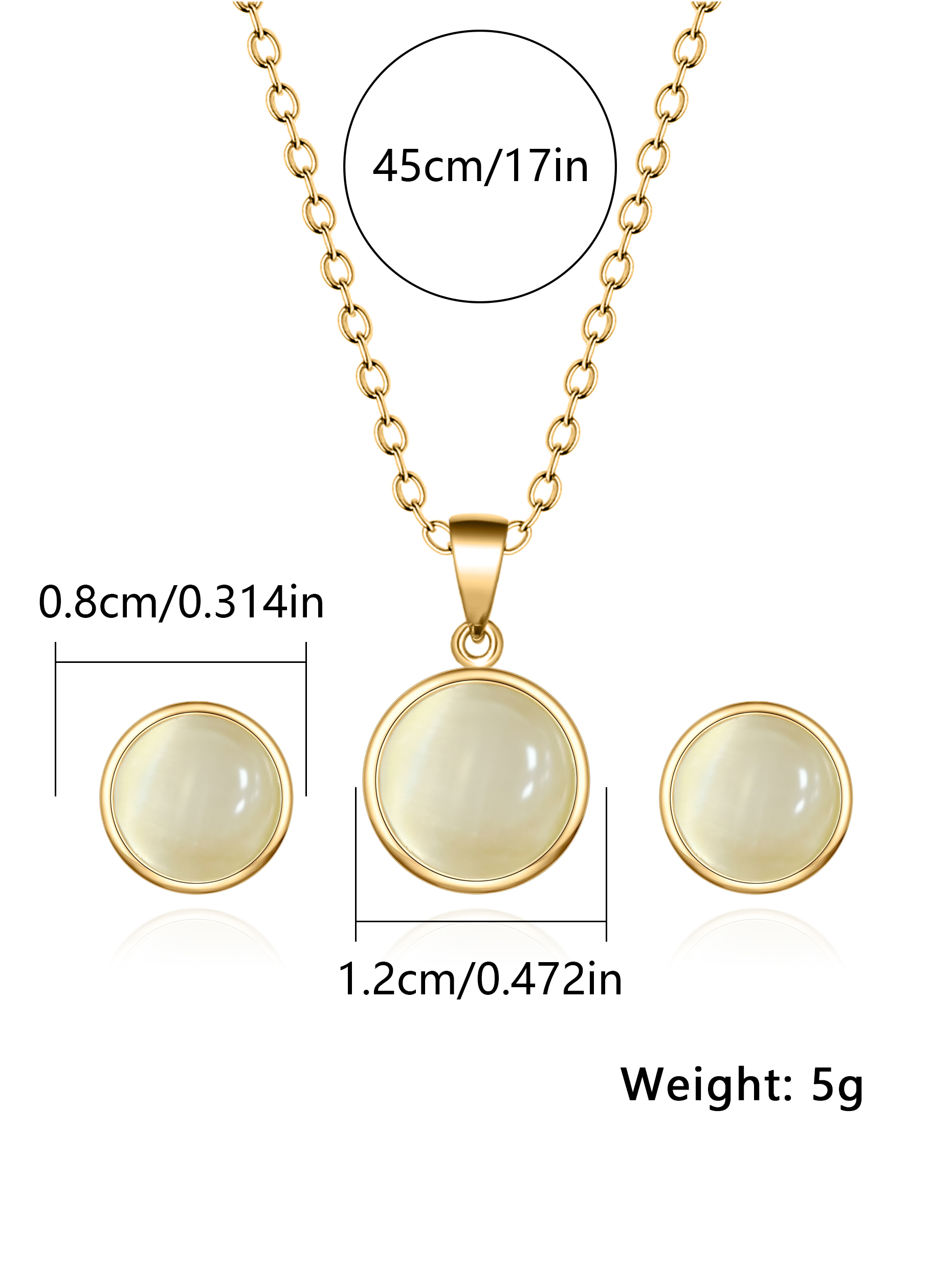 Stainless Steel 18K Gold Plated Elegant Round Inlay Artificial Gemstones Jewelry Set display picture 3