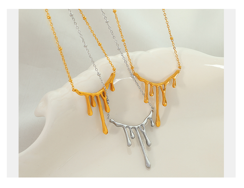 Titan Stahl 18 Karat Vergoldet Einfacher Stil Irregulär Wassertropfen Halskette display picture 2
