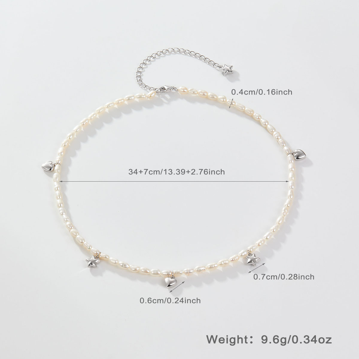 Elegant Brief Perlen Barocke Perlen Sterling Silber Weißgold Plattiert Künstlicher Diamant Perle Perlen Halsband In Masse display picture 2