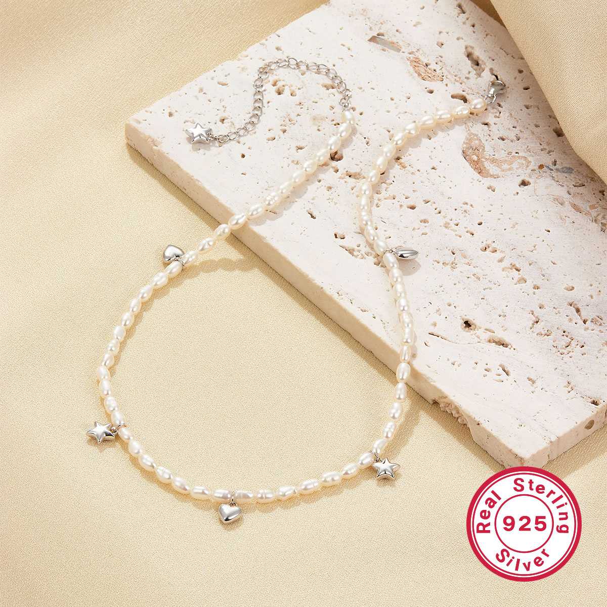 Elegant Brief Perlen Barocke Perlen Sterling Silber Weißgold Plattiert Künstlicher Diamant Perle Perlen Halsband In Masse display picture 8