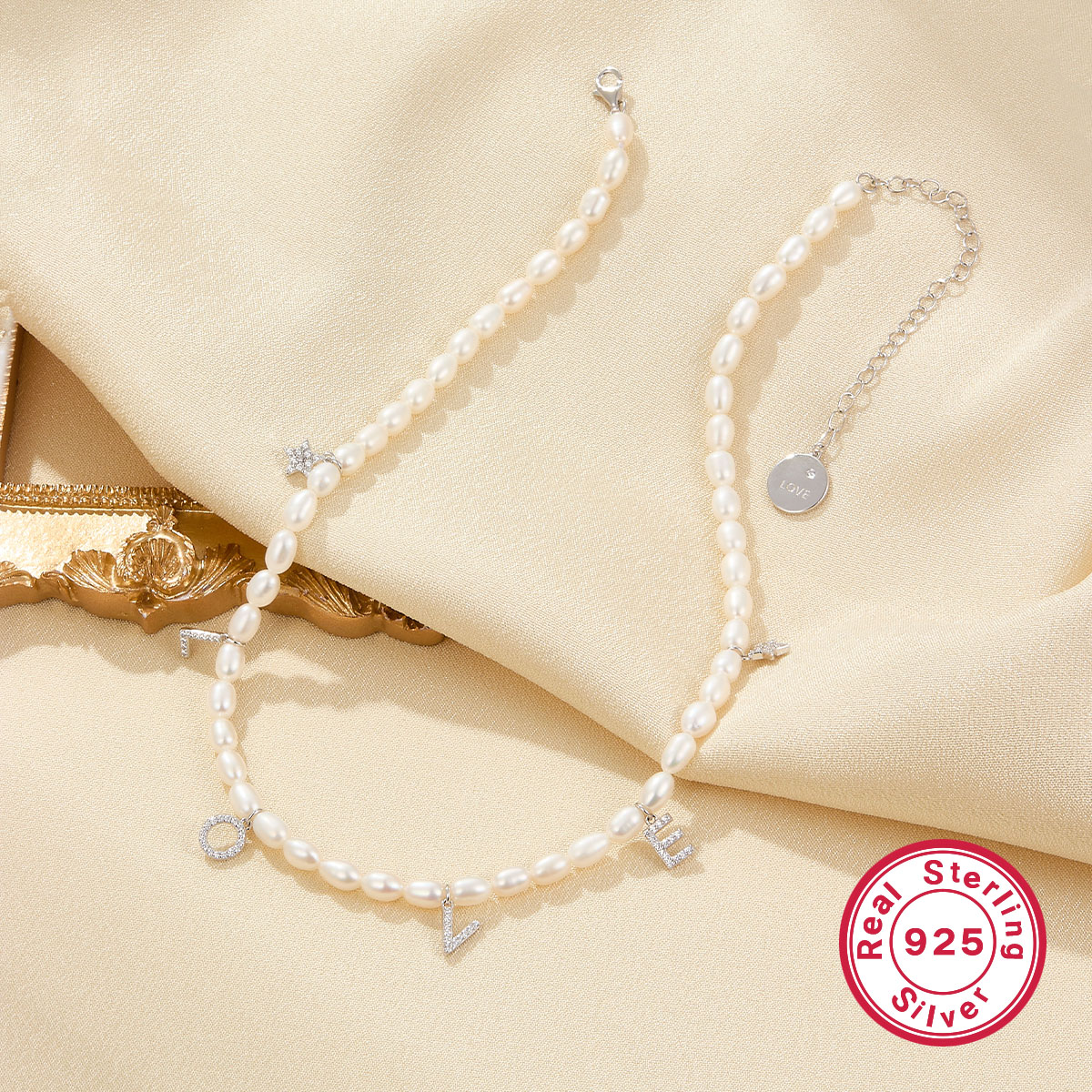 Elegant Brief Perlen Barocke Perlen Sterling Silber Weißgold Plattiert Künstlicher Diamant Perle Perlen Halsband In Masse display picture 6