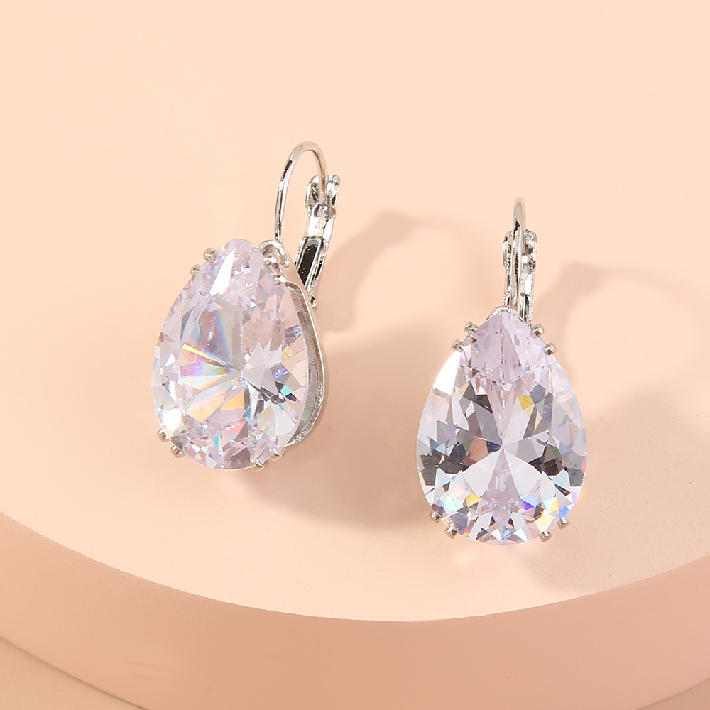 1 Paire Exagéré Style Bcbg Brillant Rond Les Gouttelettes D'Eau Incruster Verre Verre Des Boucles D'Oreilles display picture 5