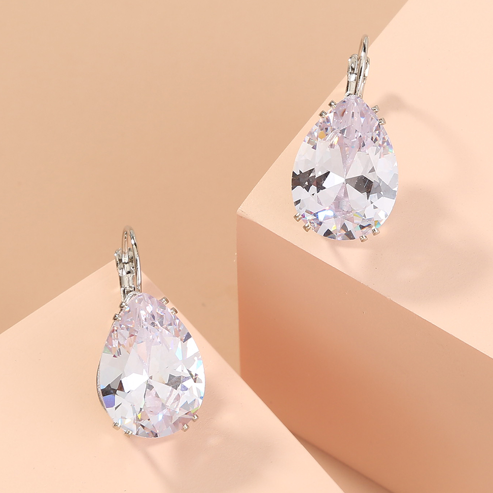 1 Paire Exagéré Style Bcbg Brillant Rond Les Gouttelettes D'Eau Incruster Verre Verre Des Boucles D'Oreilles display picture 7