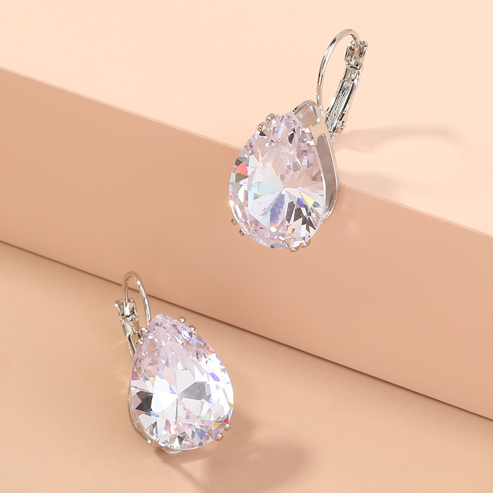 1 Paire Exagéré Style Bcbg Brillant Rond Les Gouttelettes D'Eau Incruster Verre Verre Des Boucles D'Oreilles display picture 6