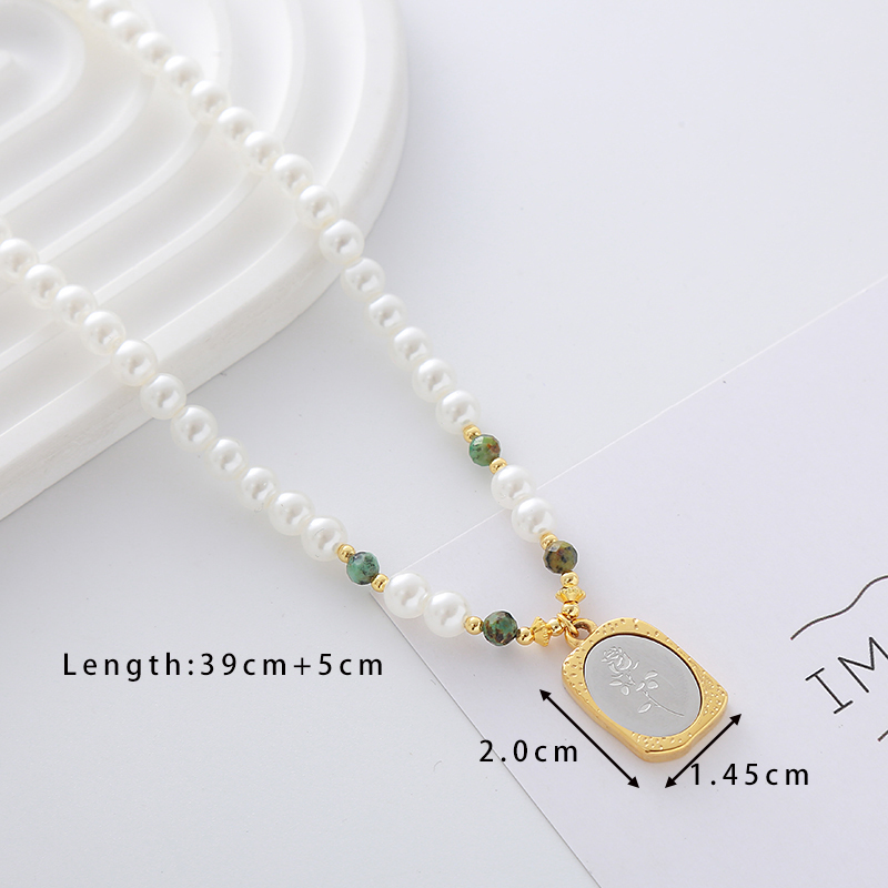 Elegant Cute Luxurious Geometric Devil's Eye Stainless Steel Natural Stone Glass Pearl Beaded Inlay Zircon 18K Gold Plated Women's Pendant Necklace display picture 13