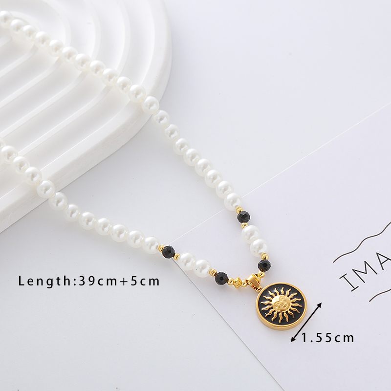 Elegant Cute Luxurious Geometric Devil's Eye Stainless Steel Natural Stone Glass Pearl Beaded Inlay Zircon 18K Gold Plated Women's Pendant Necklace display picture 14