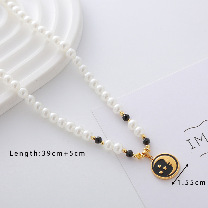 Elegant Cute Luxurious Geometric Devil's Eye Stainless Steel Natural Stone Glass Pearl Beaded Inlay Zircon 18K Gold Plated Women's Pendant Necklace display picture 11
