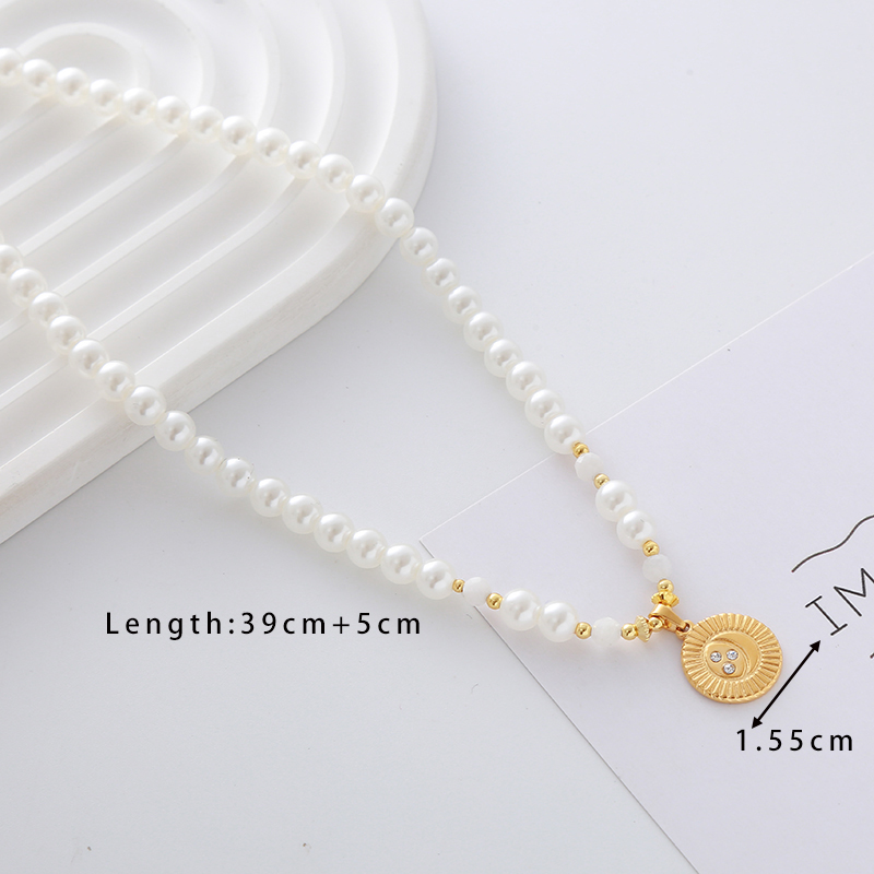 Elegant Cute Luxurious Geometric Devil's Eye Stainless Steel Natural Stone Glass Pearl Beaded Inlay Zircon 18K Gold Plated Women's Pendant Necklace display picture 15