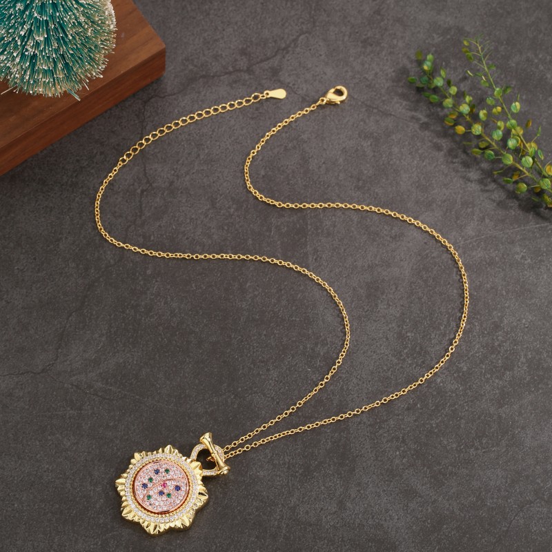 Kupfer 18 Karat Vergoldet Glam Luxuriös Geometrisch Inlay Zirkon Halskette Mit Anhänger display picture 1