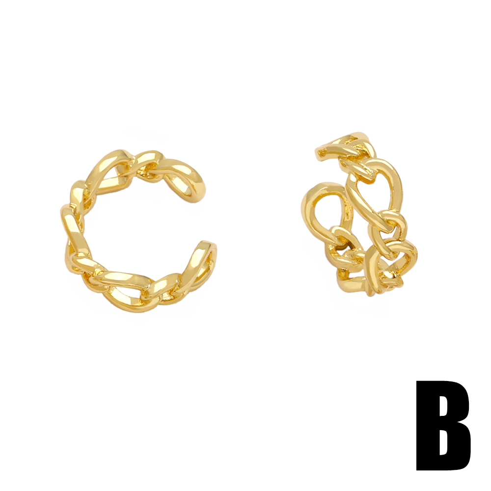 1 Pair Simple Style Heart Shape Solid Color Twist Plating Copper 18K Gold Plated Ear Cuffs display picture 5