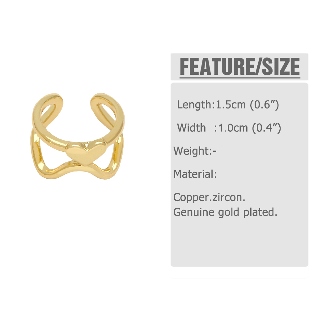 1 Pair Simple Style Heart Shape Solid Color Twist Plating Copper 18K Gold Plated Ear Cuffs display picture 1