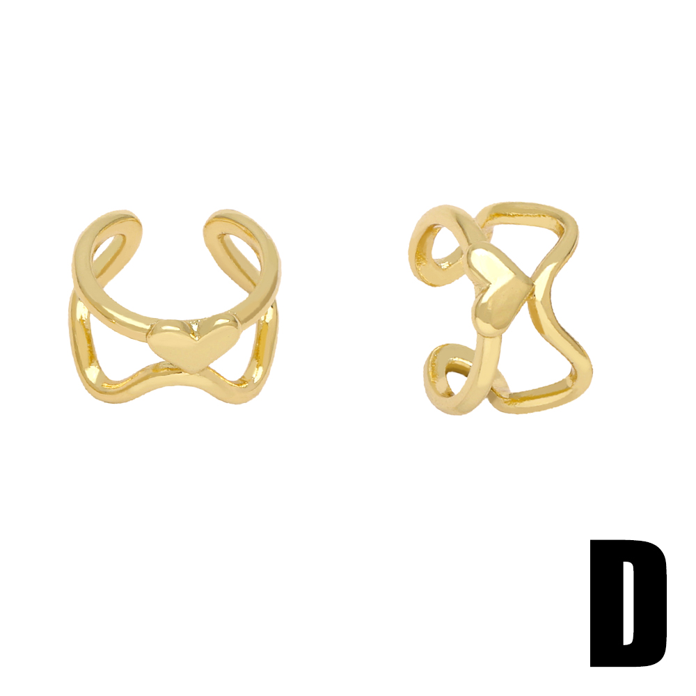 1 Pair Simple Style Heart Shape Solid Color Twist Plating Copper 18K Gold Plated Ear Cuffs display picture 7
