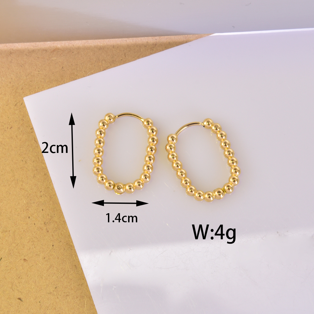 1 Paar Einfacher Stil Geometrisch Runden Herzform Titan Stahl 18 Karat Vergoldet Reif Ohrringe display picture 4