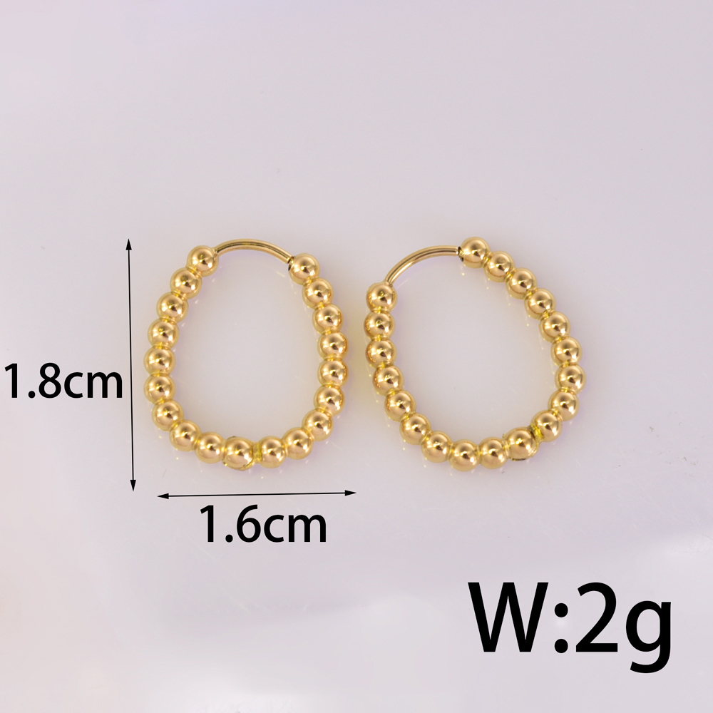 1 Paar Einfacher Stil Geometrisch Runden Herzform Titan Stahl 18 Karat Vergoldet Reif Ohrringe display picture 3