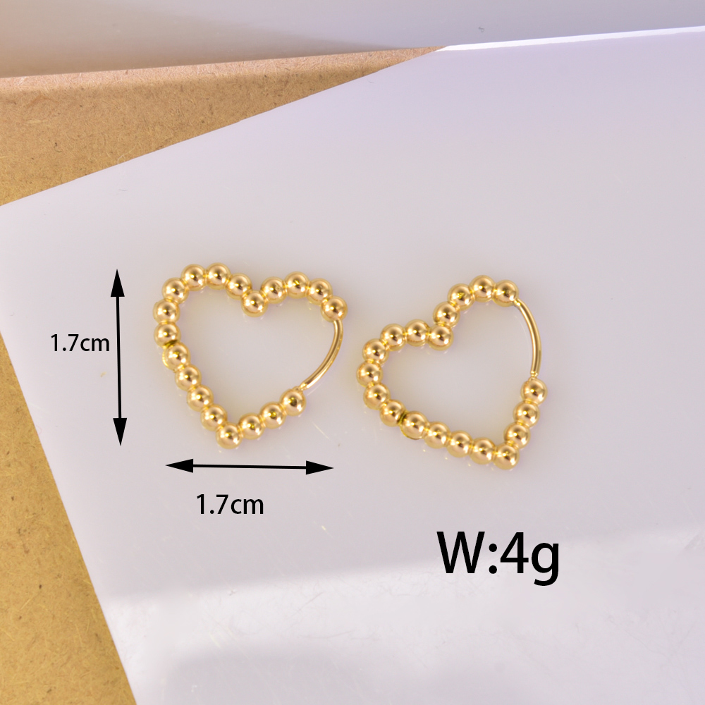 1 Paar Einfacher Stil Geometrisch Runden Herzform Titan Stahl 18 Karat Vergoldet Reif Ohrringe display picture 5