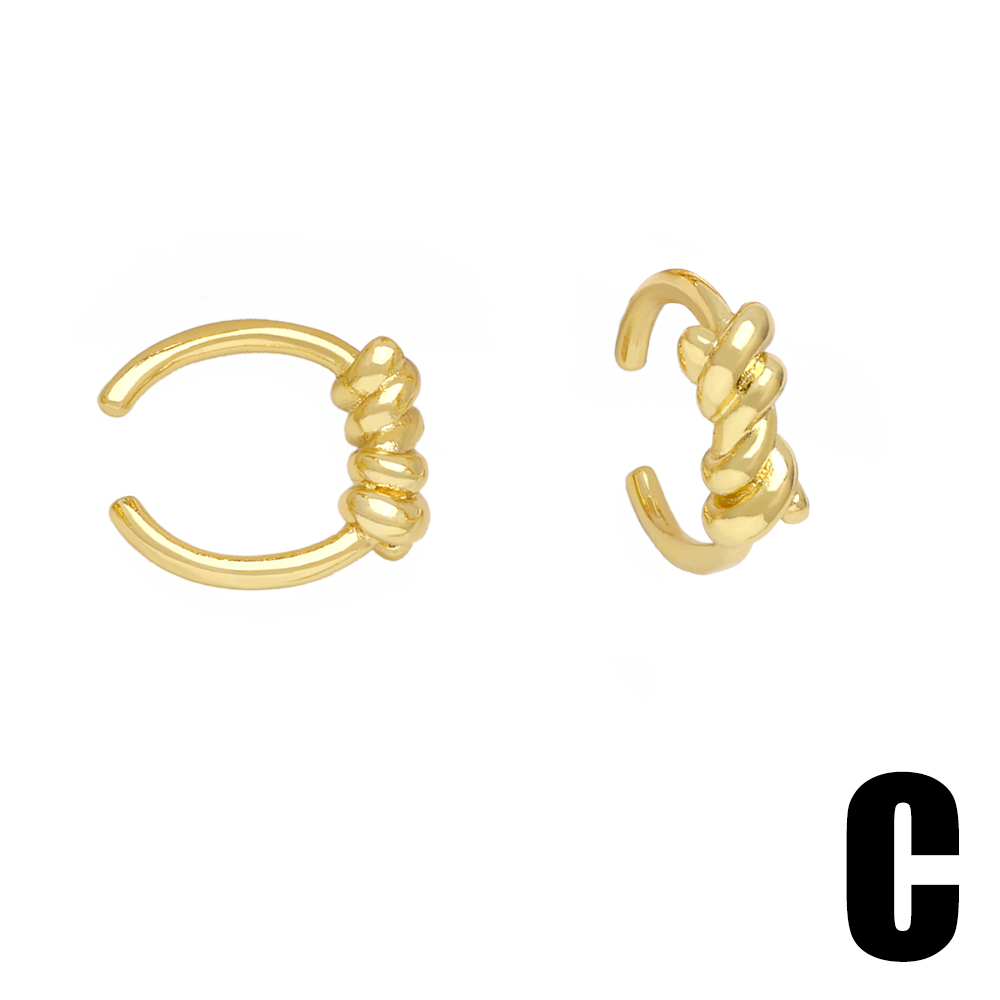 1 Paire Style Simple Couleur Unie Nouer Le Cuivre Plaqué Or 18K Clips D'oreille display picture 6