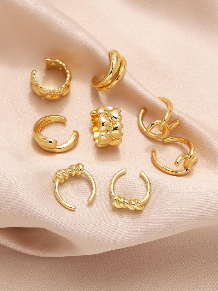 1 Pair Simple Style Solid Color Knot Copper 18K Gold Plated Ear Cuffs display picture 2