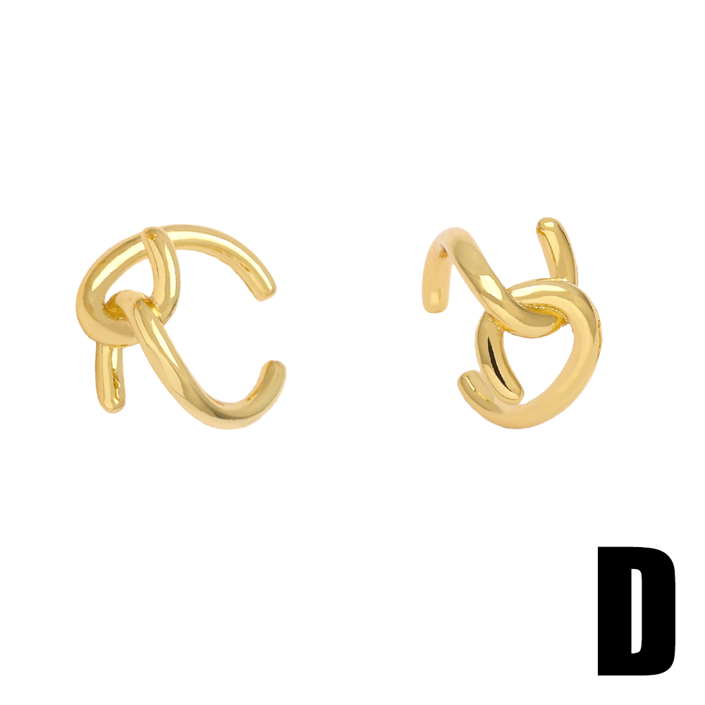 1 Pair Simple Style Solid Color Knot Copper 18K Gold Plated Ear Cuffs display picture 7