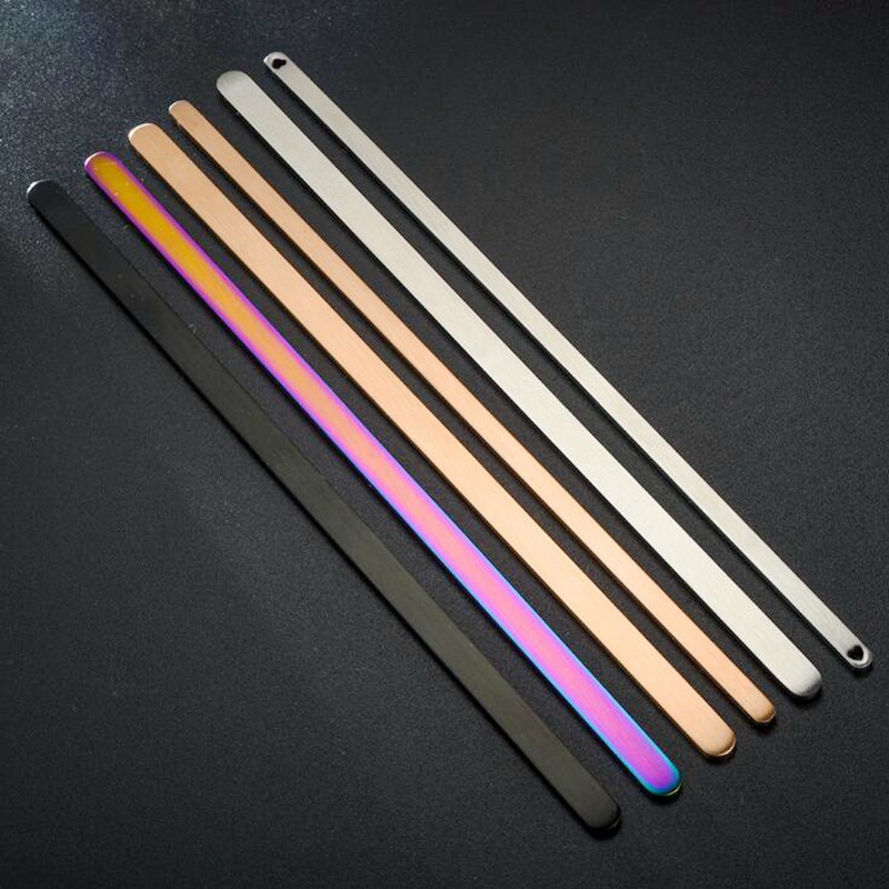1 Piece Titanium Steel Solid Color DIY Bangle Straight Bar display picture 2