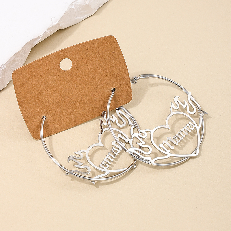 1 Pair Nordic Style Letter Heart Shape Hollow Out Alloy Hoop Earrings display picture 3