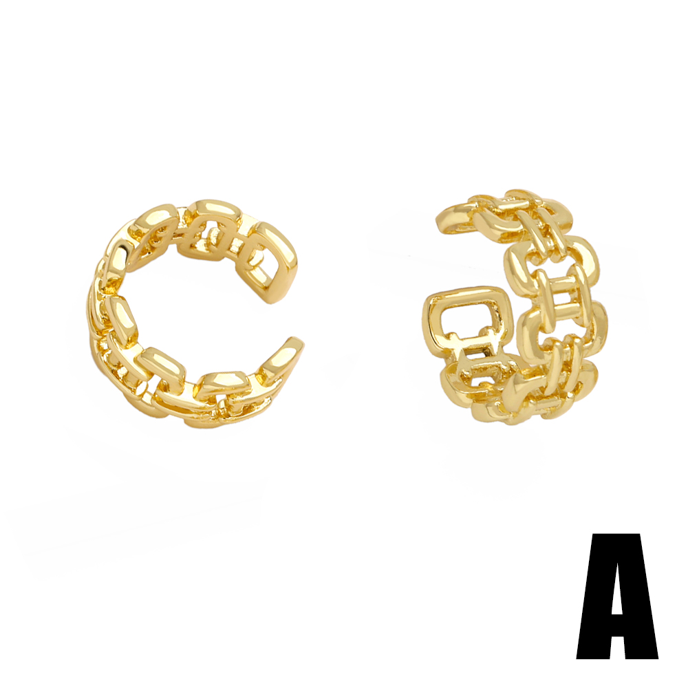 1 Pair Simple Style Geometric Letter Heart Shape Plating Copper 18K Gold Plated Ear Cuffs display picture 4