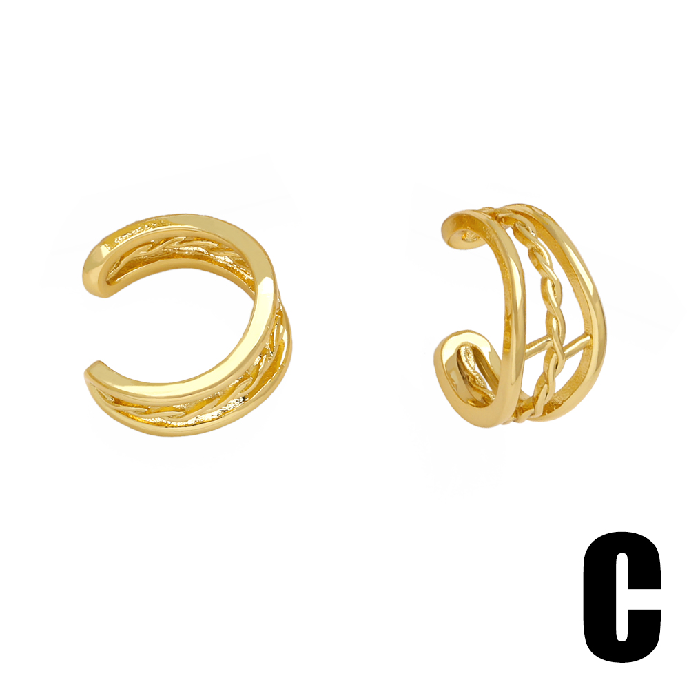 1 Pair Simple Style Geometric Letter Heart Shape Plating Copper 18K Gold Plated Ear Cuffs display picture 6