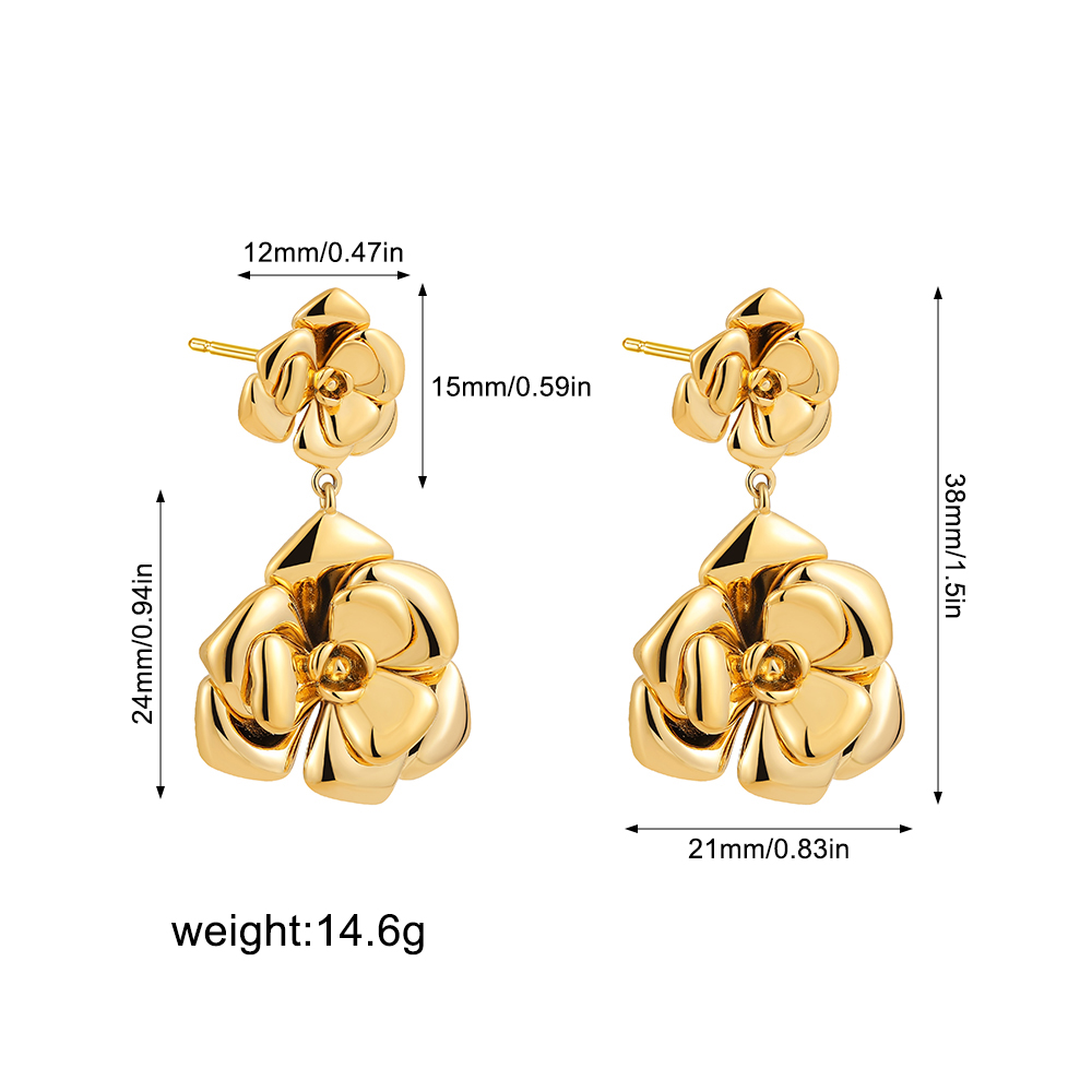 1 Par Elegante Lujoso Rosa Enchapado Cobre Chapados en oro de 18k Pendientes De Gota display picture 1