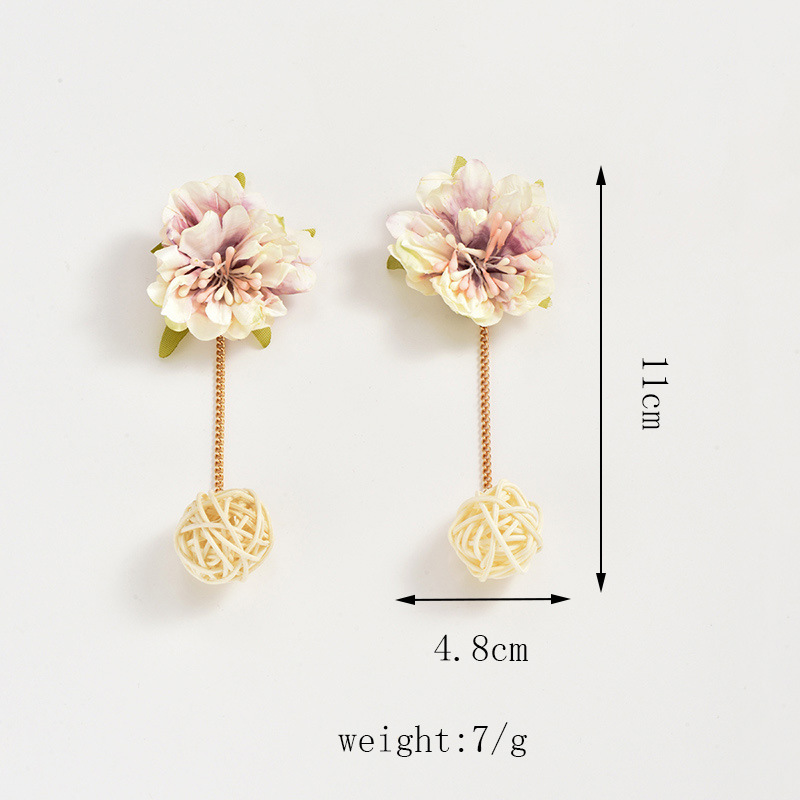 1 Pair Casual Elegant Flower Plating Cloth Drop Earrings display picture 2